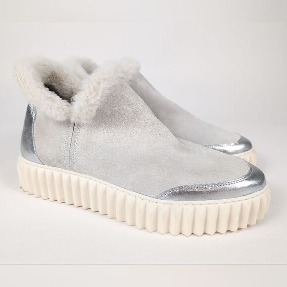 NEW Voile Blanche White Silver LUSH platform boot suede synthetic fur US 10.5/11 - Picture 2 of 15